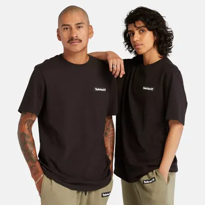 Timberland T-shirt Épais À Écusson Tissé Unisexe En Noir Noir Unisex