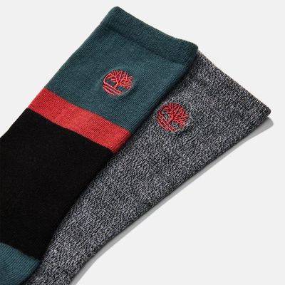 TIMBERLAND | Women's 2-Pack Colorblocked Striped Crew Socks