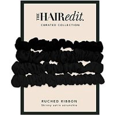 The Hair Edit Black Ruched Ribbon Scrunchies