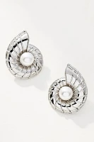 Inner Pearl Swirl Shell Post Earrings