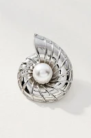 Inner Pearl Swirl Shell Post Earrings