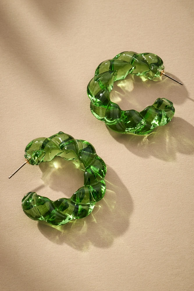 Large Glass Rope Hoop Earrings