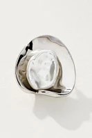 Inner Pearl Hammered Post Earrings