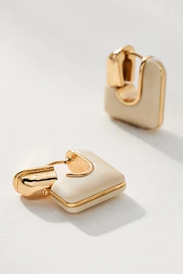 Geo Stone Huggie Hoop Earrings
