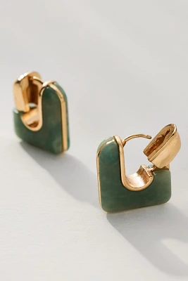 Geo Stone Huggie Hoop Earrings
