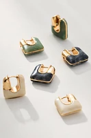 Geo Stone Huggie Hoop Earrings