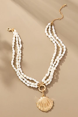 Layered Pearl Shell Pendant Necklace