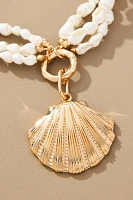 Layered Pearl Shell Pendant Necklace