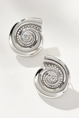 Crystal Swirl Shell Post Earrings