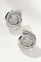 Crystal Swirl Shell Post Earrings