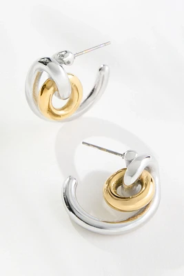Mixed Metal Circle Hoop Earrings