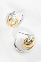 Mixed Metal Circle Hoop Earrings