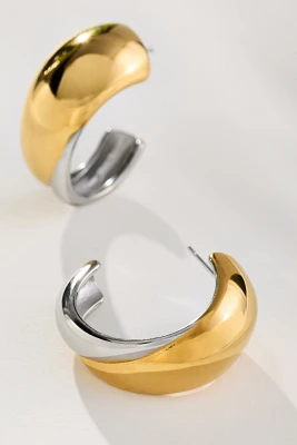 Mixed Metal Wide Hoop Earrings