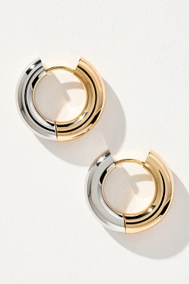 Mixed Metal Huggie Hoop Earrings