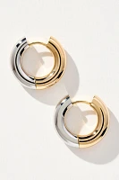 Mixed Metal Huggie Hoop Earrings