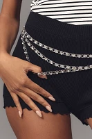 Layered Rhinestone Chain Belt