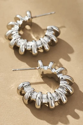 Ribbed Metal Hoop Earrings