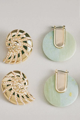 Half & Colored Hoop Earrings