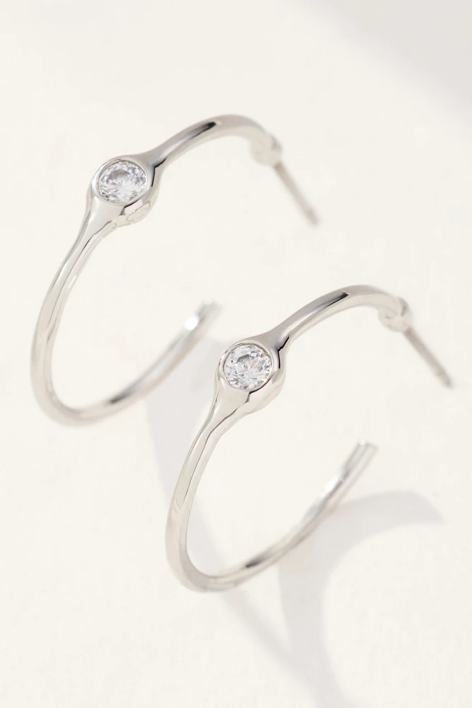 Small Crystal Stone Hoop Earrings