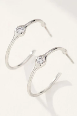 Small Crystal Stone Hoop Earrings