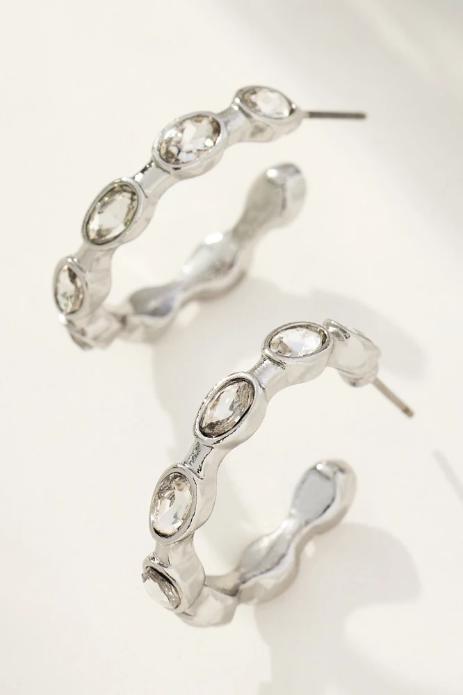 Crystal Bamboo Hoop Earrings