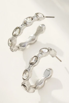 Crystal Bamboo Hoop Earrings