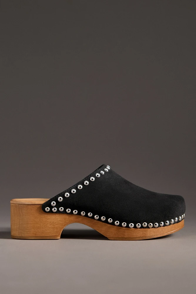 By Anthropologie Studded Wood-Bottom Clogs