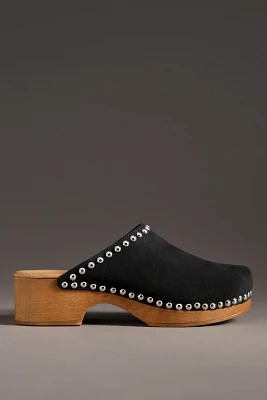 By Anthropologie Studded Wood-Bottom Clogs