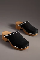 By Anthropologie Studded Wood-Bottom Clogs