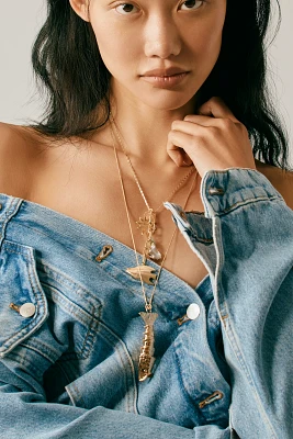 Large Fish Charm Pendant Necklace