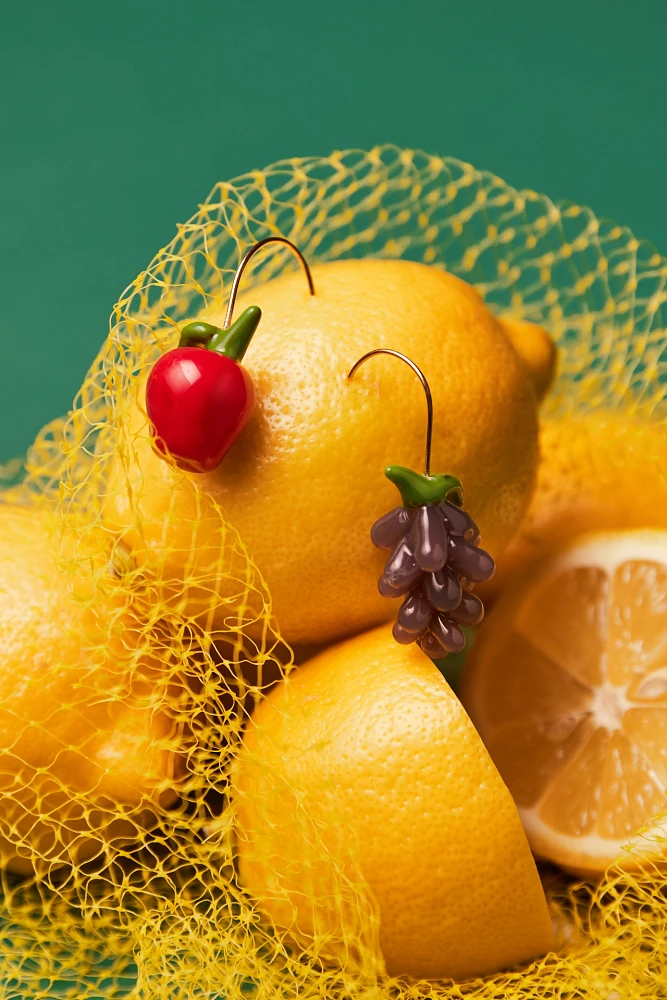 Fruit Icon Glass Drop Earrings