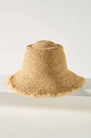 Wyeth Fringe Wide-Brim Straw Bucket Hat