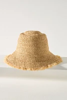 Wyeth Fringe Wide-Brim Straw Bucket Hat