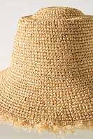 Wyeth Fringe Wide-Brim Straw Bucket Hat
