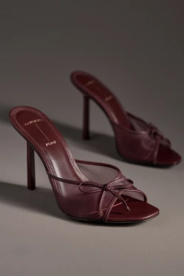 Black Suede Studio Luna Mesh Bow Open-Toe Heeled Mules