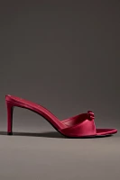 Black Suede Studio Albie Satin Bow Open-Toe Kitten-Heel Mules