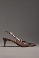 By Anthropologie Mesh Slingback Kitten Heels