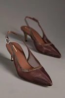By Anthropologie Mesh Slingback Kitten Heels