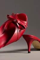 Maeve Bow Peep-Toe Kitten-Heel Mules