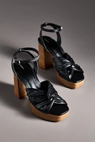 Maeve Leather Knot Platform Wood-Bottom Sandals