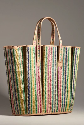 Lorna Murray Pleated Tropez Raffia Tote