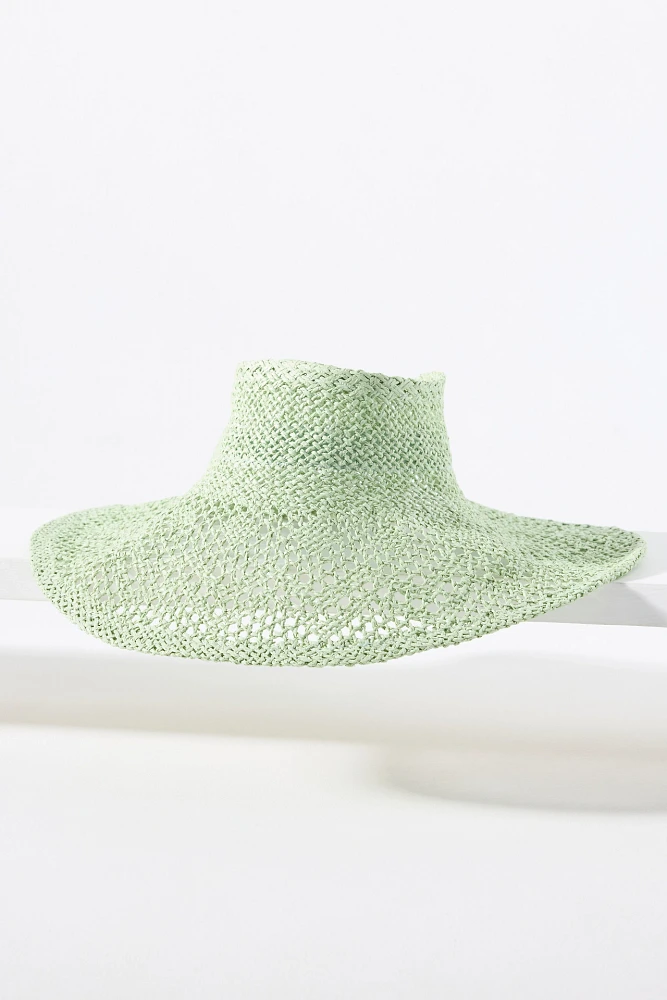 Cutwork Adjustable Straw Wide-Brim Visor
