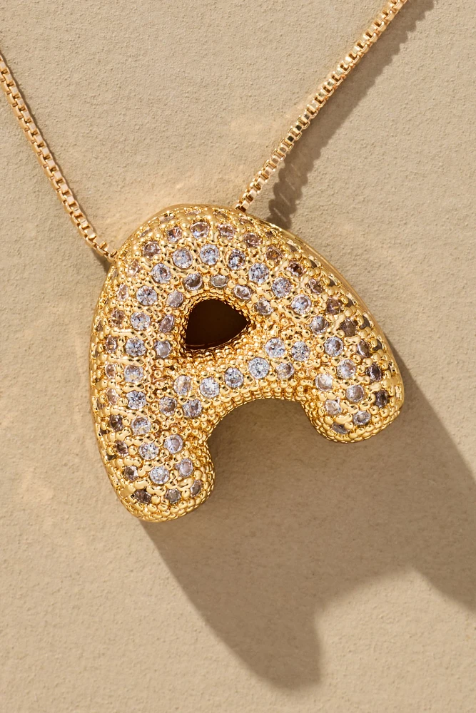 Pavé Bubble Letter Monogram Necklace