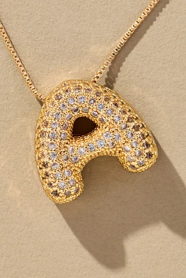 Pavé Bubble Letter Monogram Necklace
