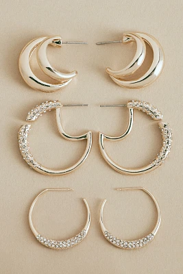 Pavé Crescent Hoop Earrings