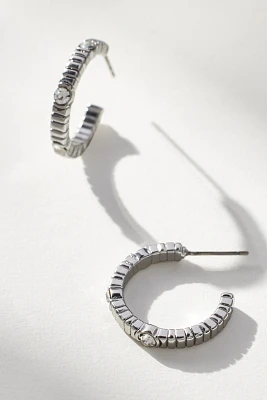 Crystal Ribbed Hoop Earrings