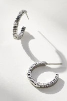 Crystal Ribbed Hoop Earrings