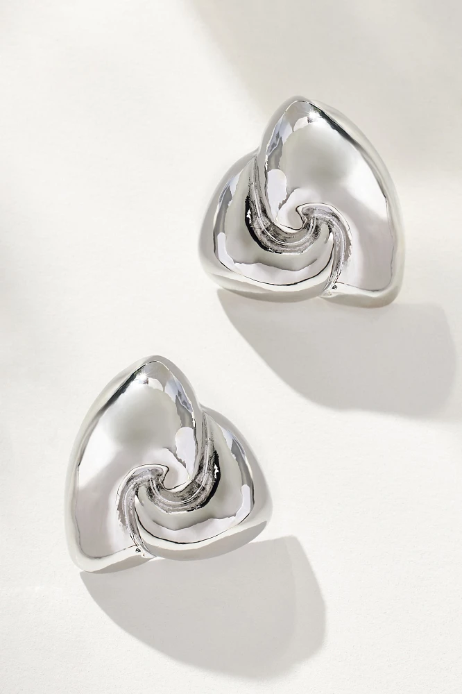 Puffed Wavy Triangle Post Earrings