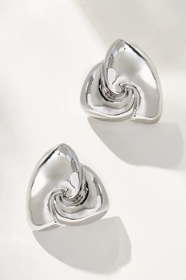 Puffed Wavy Triangle Post Earrings
