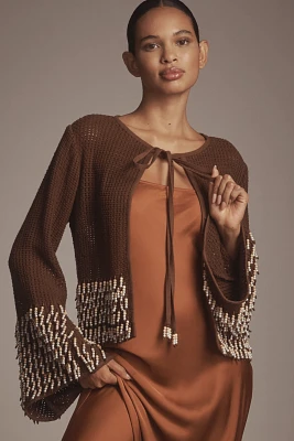 Ollari Shell-Embellished Cardigan Sweater